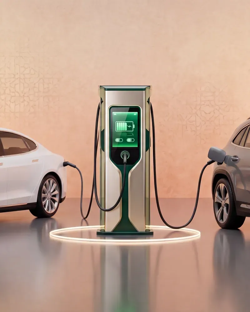 Borne de recharge V2C Trydan rechargeant une voiture électrique au Maroc